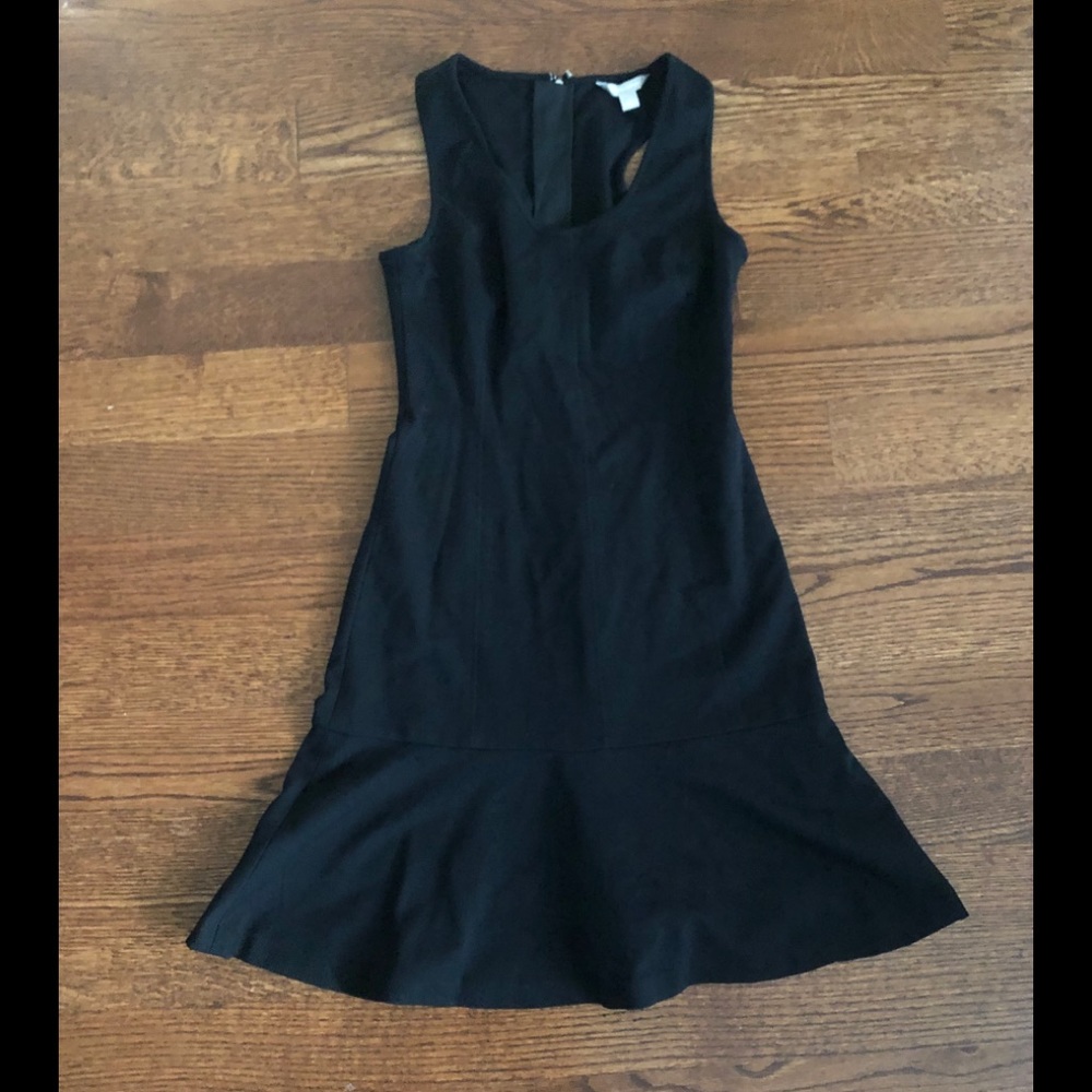 Banana Republic Black Ponte Flounce Dress Sz 0